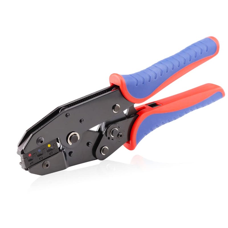 HKS Crimping Tool For Heat Shrink Connectors - Ratcheting Wire Crimpers - AWG 22-10 (0.5-6.0mm?) - Ratchet Terminal Crimper - Electrical Crimping Tool - Image 1